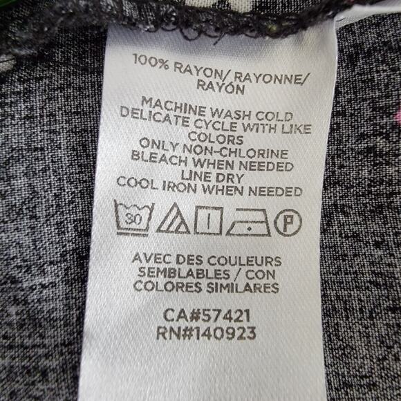 Loft Black Floral Cinch Waist Mini Dress Womens L Romantic Office Fairy Cottage - Picture 8 of 9